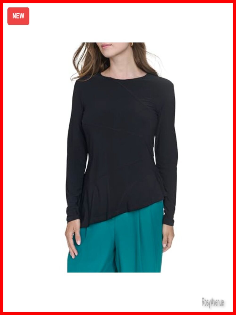 Asymmetrical Hem Long Sleeve Jersey Knit Blouse